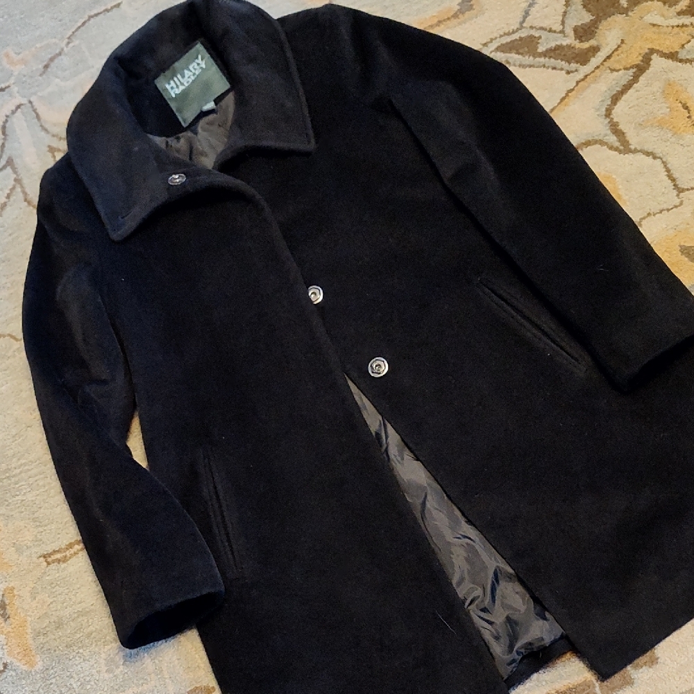 Hilary Radley Black Wool-Blend Pea Coat